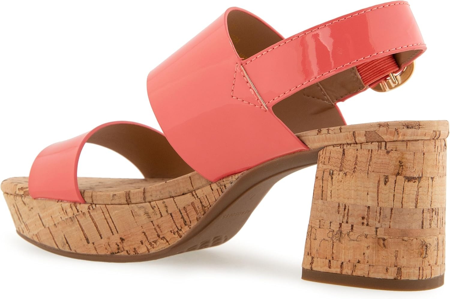 Aerosoles Women’s Camera Platform Sandal(Coral Patent Faux Leather With Cork Heel)