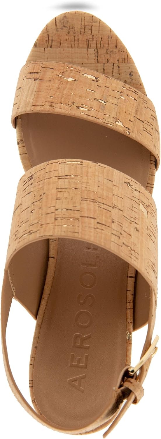 Aerosoles Women’s Camilia Platform Sandal(Cork/Gold Fleck)