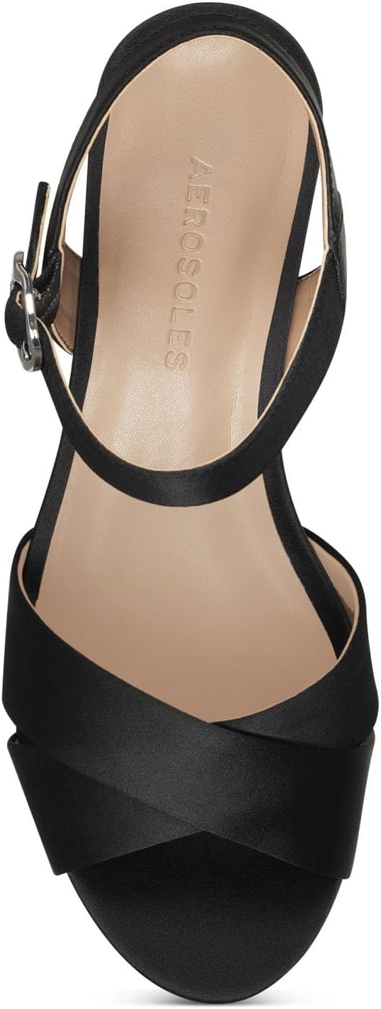 Aerosoles Women’s Cosmos Heeled Sandals(Black Satin)