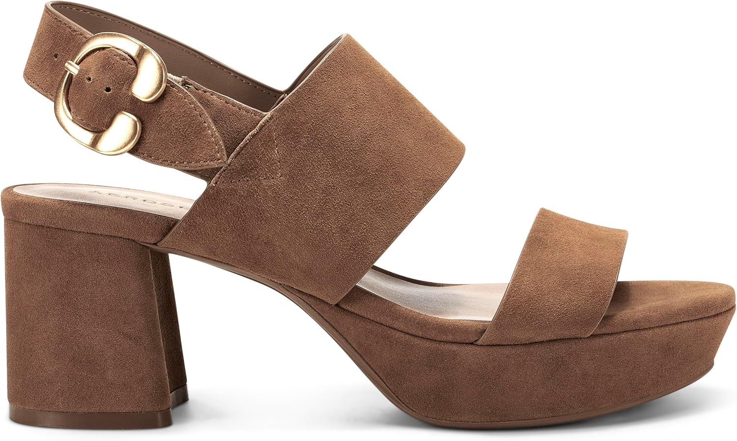 Aerosoles Women’s Camera Platform Sandal(Cognac Suede)