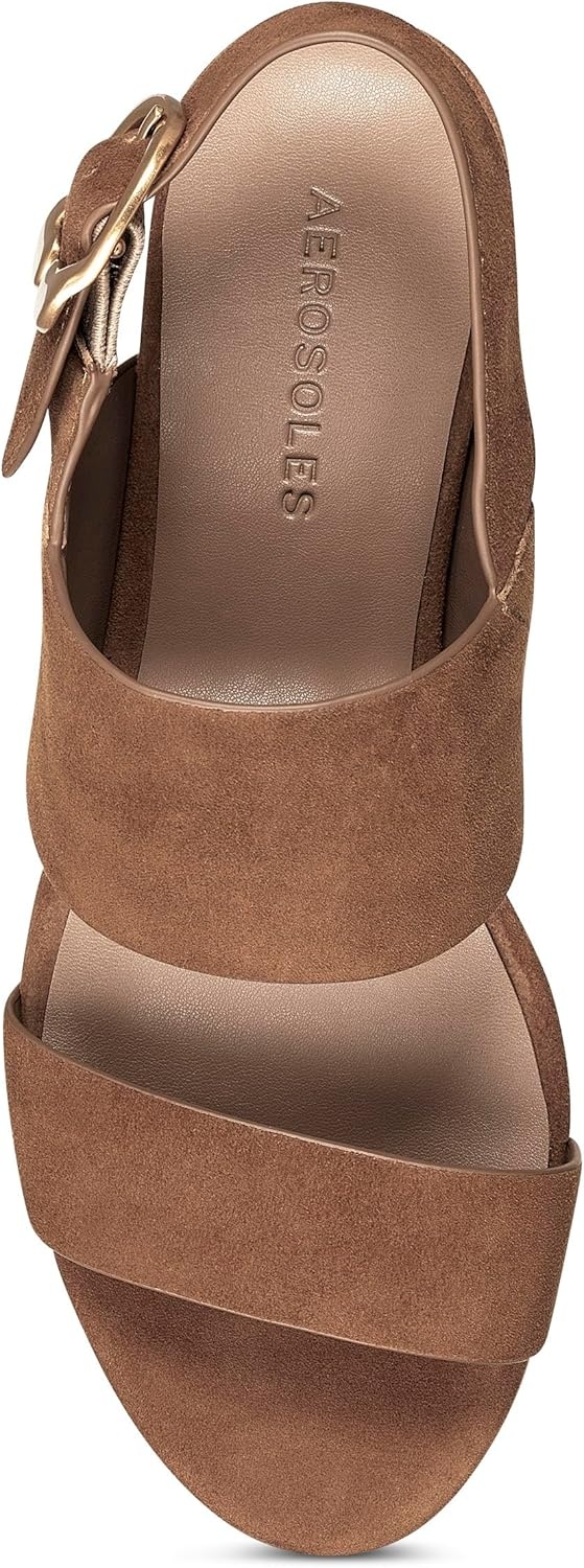 Aerosoles Women’s Camera Platform Sandal(Cognac Suede)