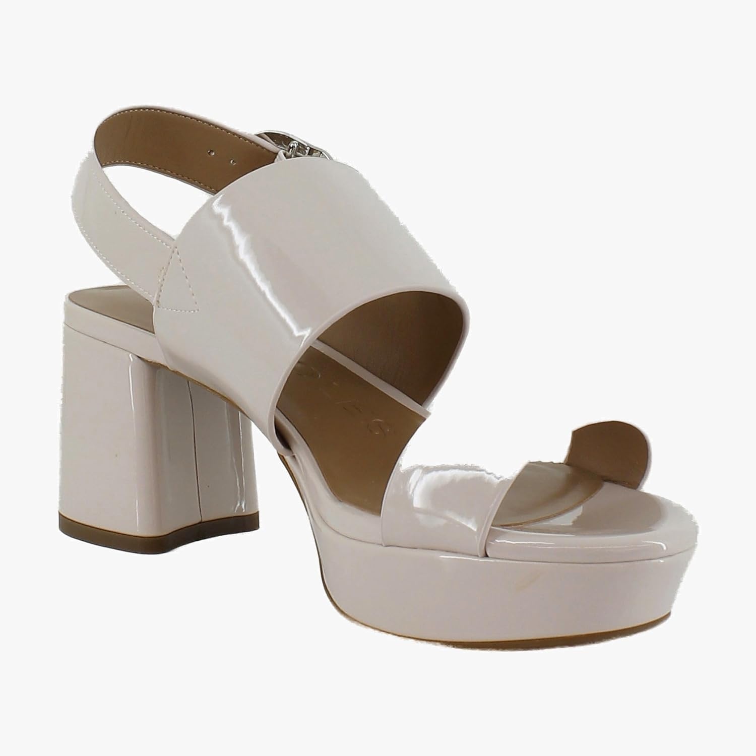 Aerosoles Women’s Camera Platform Sandal(Natural Patent Pu)