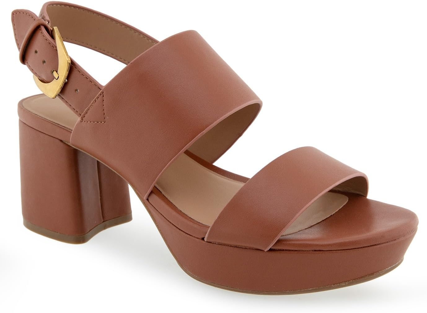 Aerosoles Women’s Camilia Platform Sandal(Cognac Faux Leather)