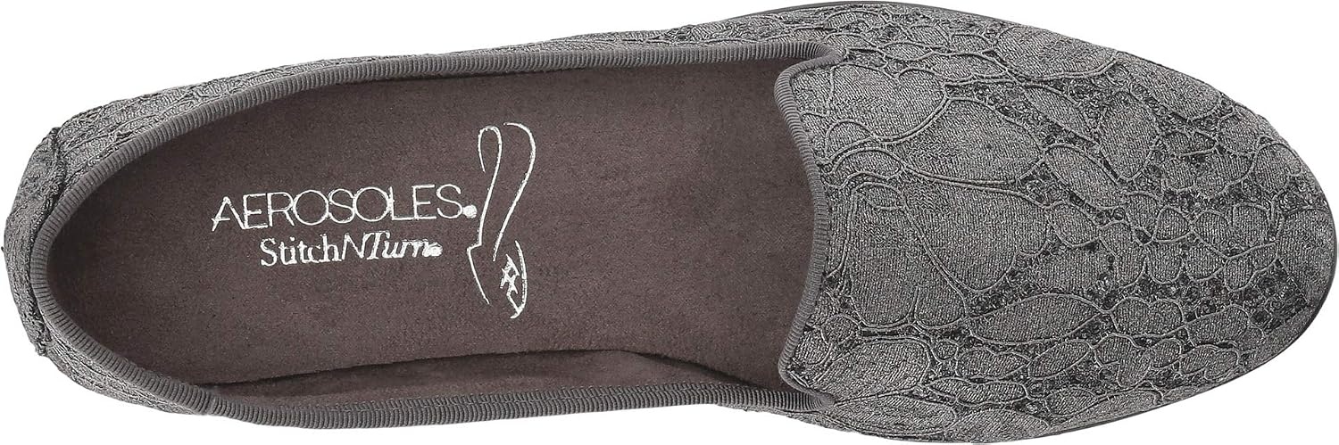 Aerosoles Women’s Betunia Slip-On Loafer with Memory Foam Footbed(Silver Multi)