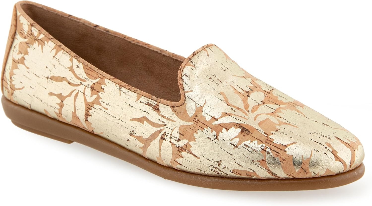Aerosoles Women’s Betunia Slip-On Loafer with Memory Foam Footbed(Natural Cork/Gold Floral)