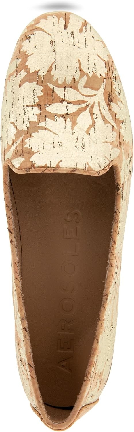 Aerosoles Women’s Betunia Slip-On Loafer with Memory Foam Footbed(Natural Cork/Gold Floral)