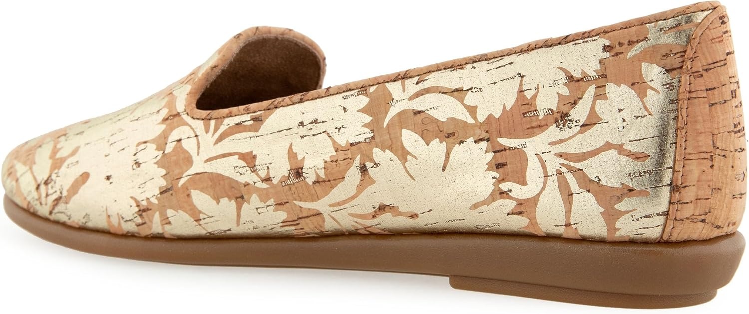 Aerosoles Women’s Betunia Slip-On Loafer with Memory Foam Footbed(Natural Cork/Gold Floral)