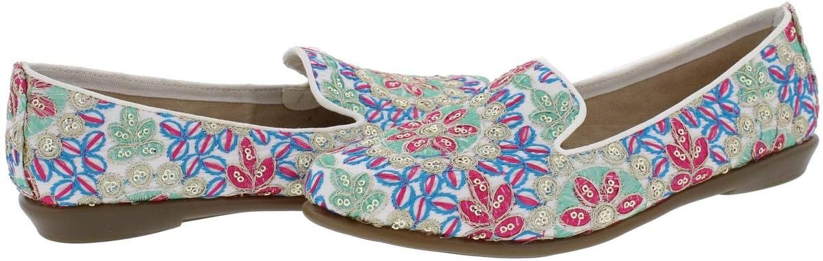 Aerosoles Women’s Betunia Slip-On Loafer with Memory Foam Footbed(White Fabric)