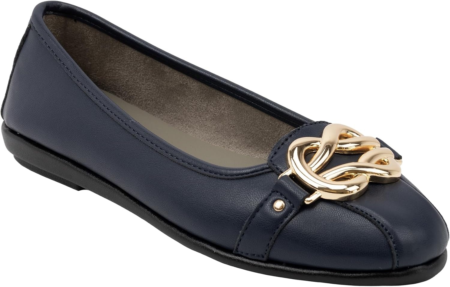 Aerosoles Women’s Big Bet Flats(Navy Soft Faux Leather)