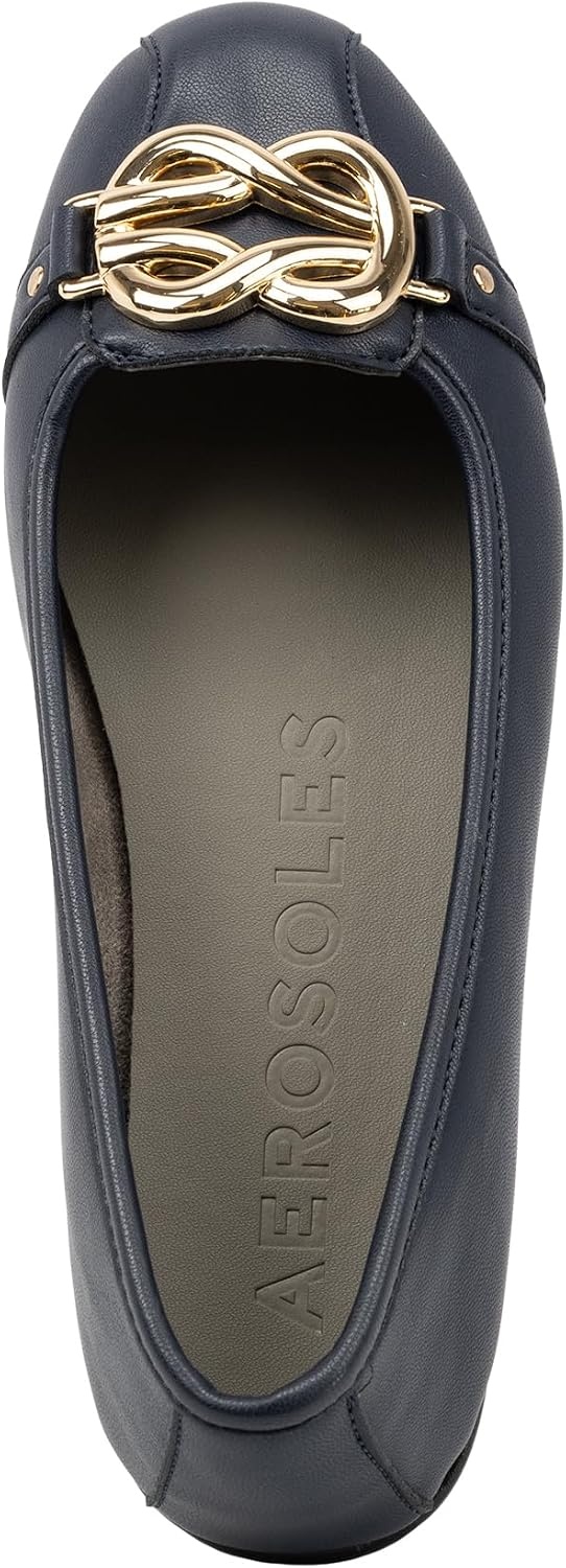 Aerosoles Women’s Big Bet Flats(Navy Soft Faux Leather)
