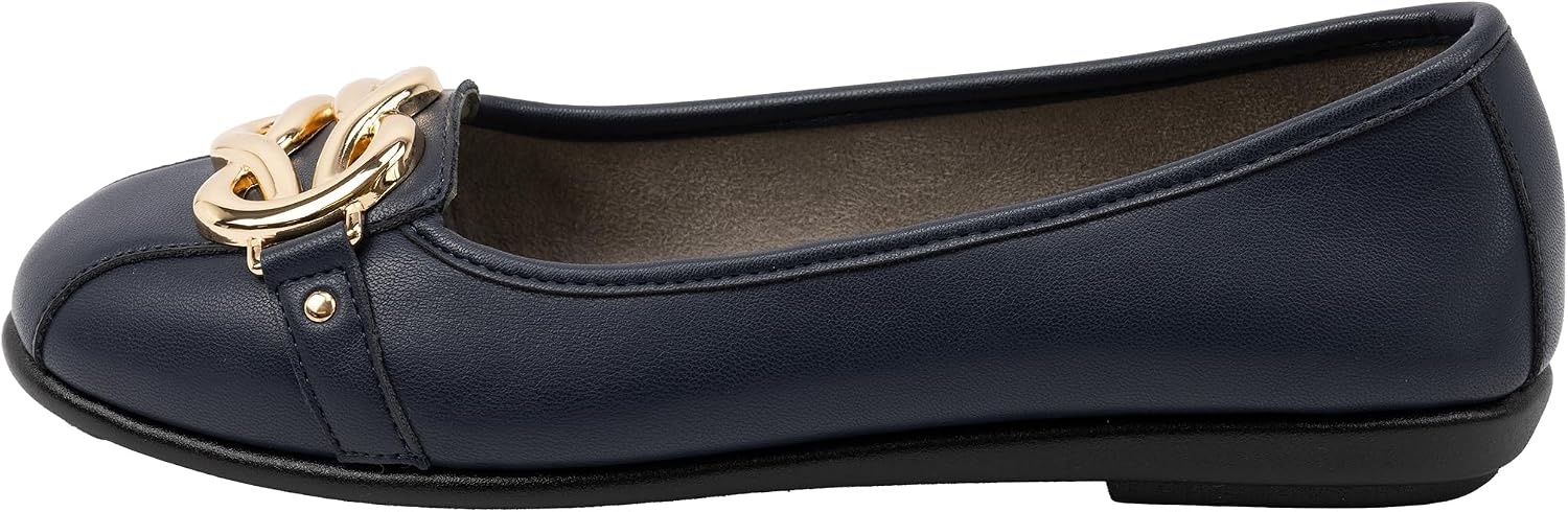 Aerosoles Women’s Big Bet Flats(Navy Soft Faux Leather)