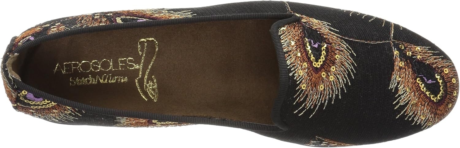 Aerosoles Women’s Betunia Slip-On Loafer with Memory Foam Footbed(Black Metal Feather)