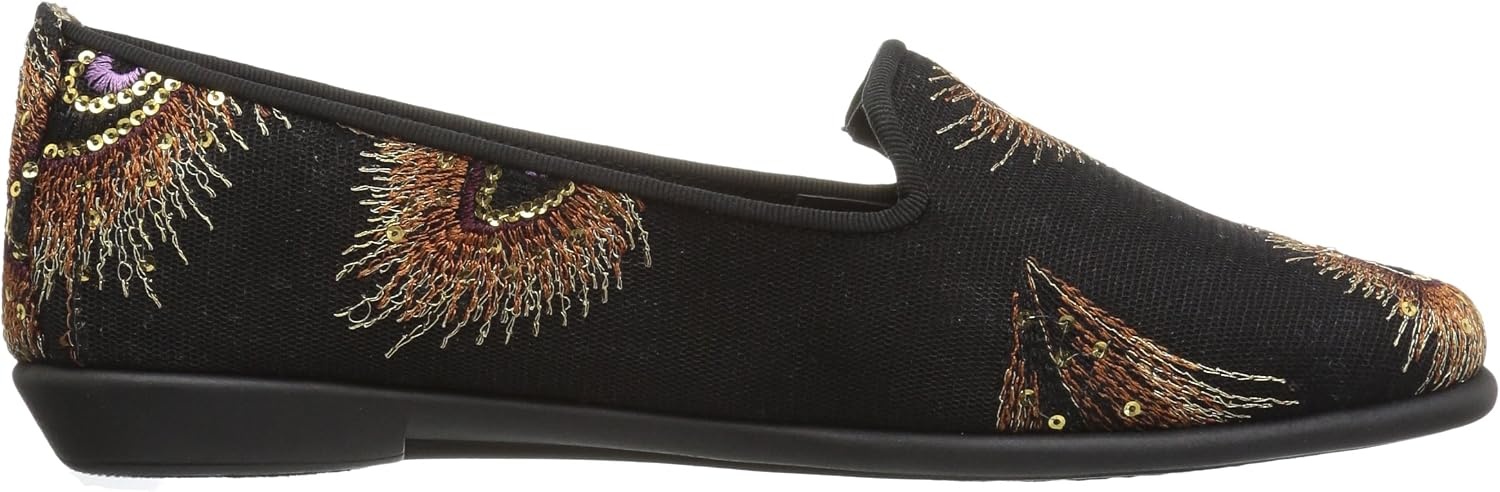 Aerosoles Women’s Betunia Slip-On Loafer with Memory Foam Footbed(Black Metal Feather)