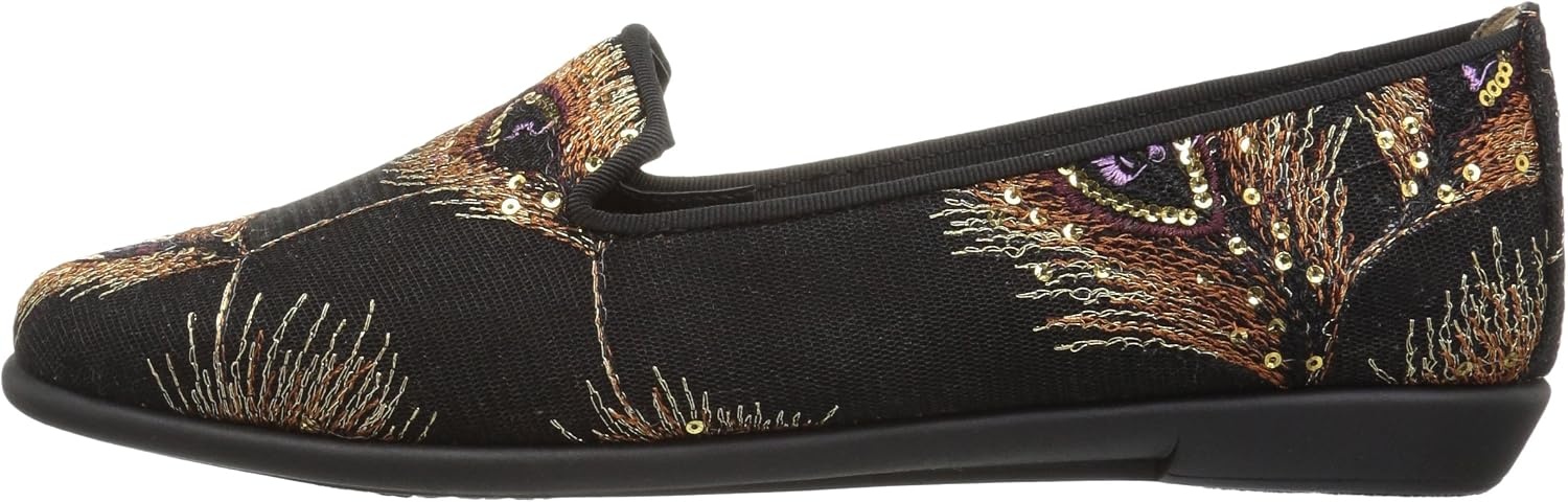 Aerosoles Women’s Betunia Slip-On Loafer with Memory Foam Footbed(Black Metal Feather)