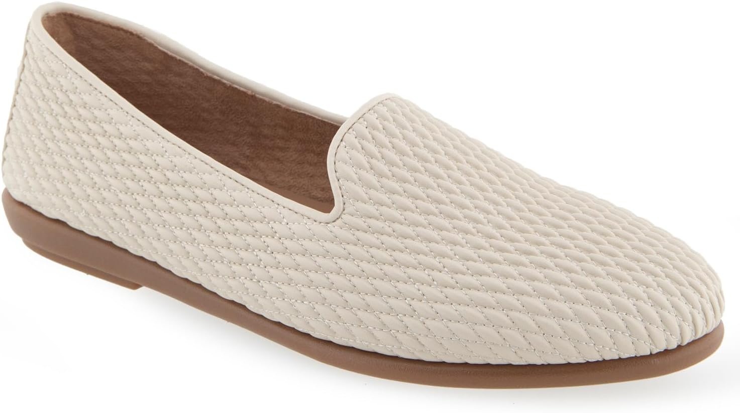 Aerosoles Women’s Betunia Slip-On Loafer with Memory Foam Footbed(Eggnog Mini Diamond Quilted Pu)