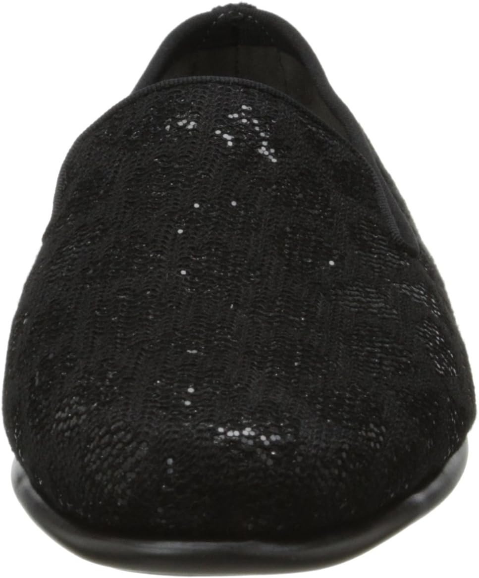Aerosoles Women’s Betunia Slip-On Loafer with Memory Foam Footbed(Black Sparkle)