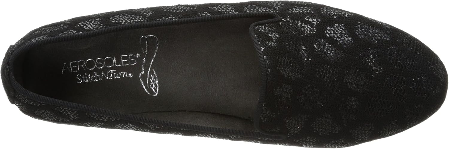 Aerosoles Women’s Betunia Slip-On Loafer with Memory Foam Footbed(Black Sparkle)