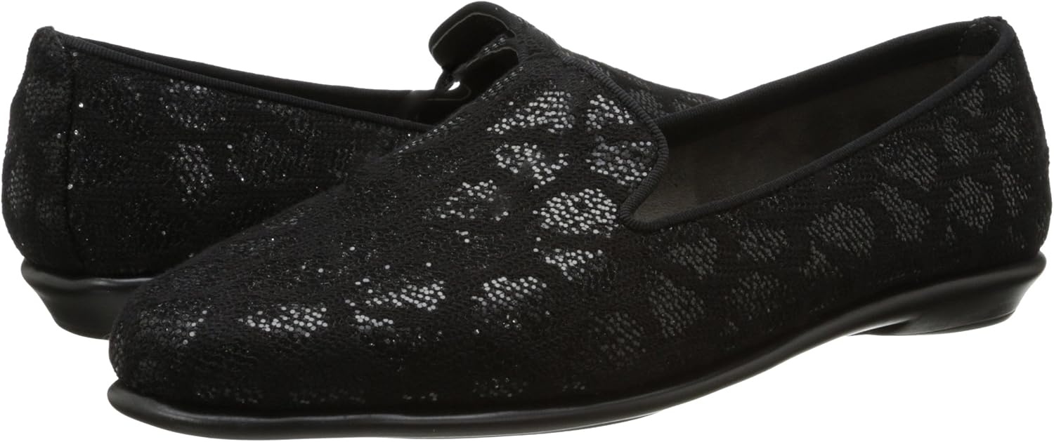 Aerosoles Women’s Betunia Slip-On Loafer with Memory Foam Footbed(Black Sparkle)