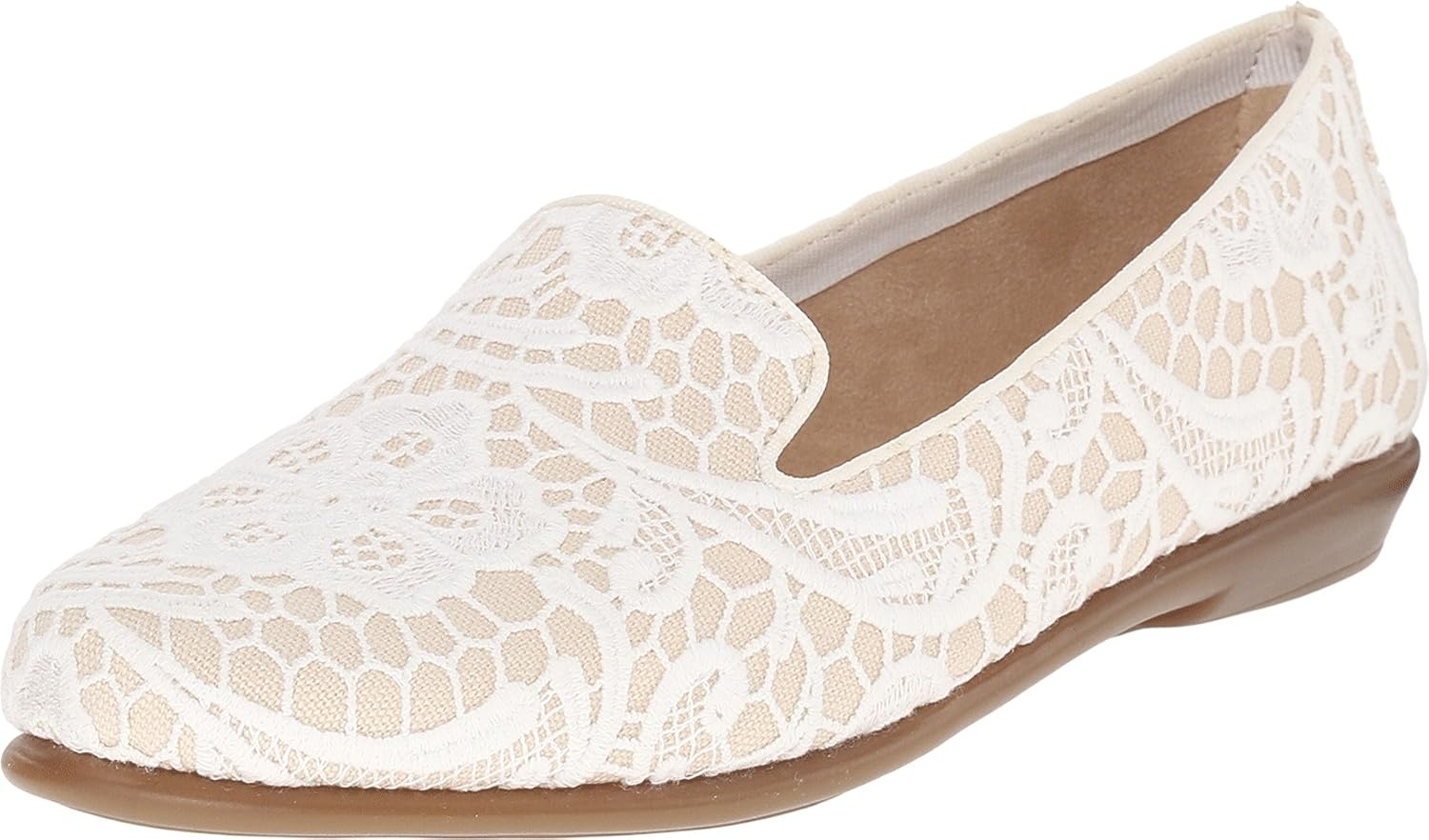Aerosoles Women’s Betunia Slip-On Loafer with Memory Foam Footbed(White Combination)