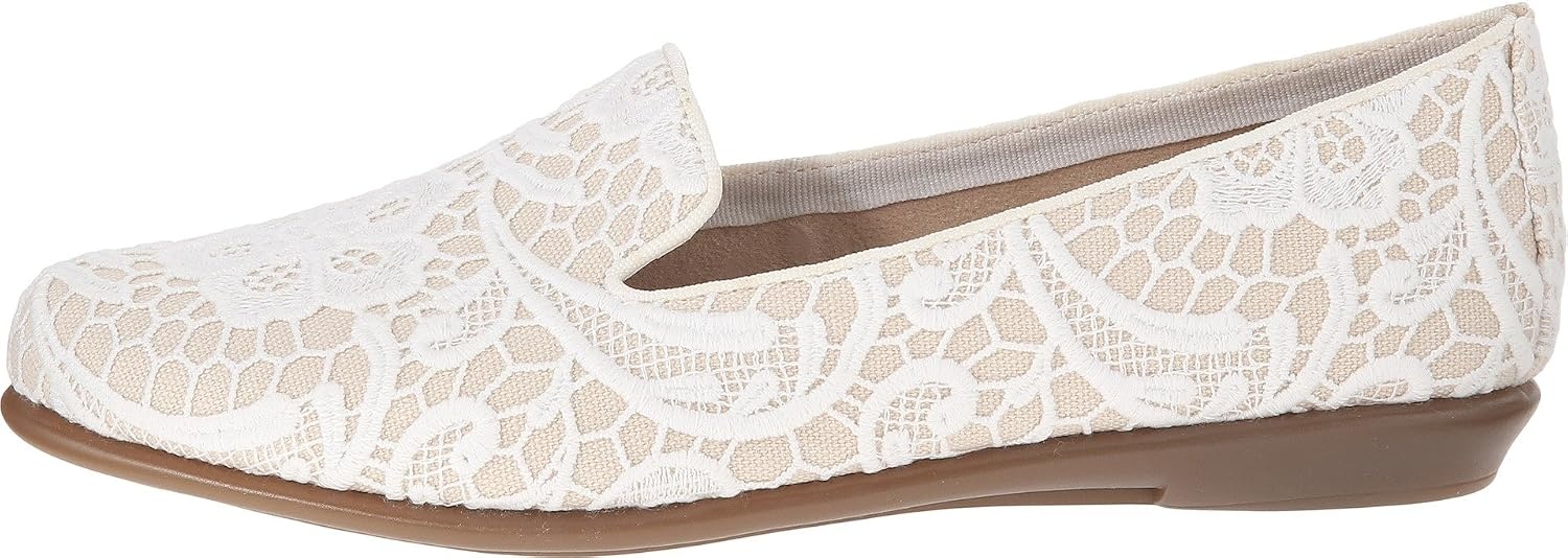 Aerosoles Women’s Betunia Slip-On Loafer with Memory Foam Footbed(White Combination)