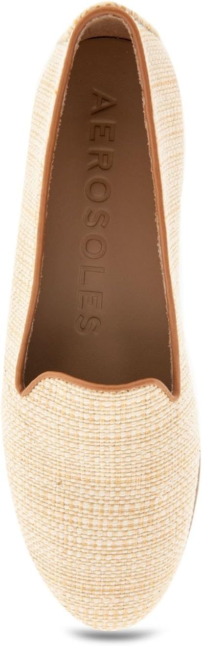 Aerosoles Women’s Betunia Slip-On Loafer with Memory Foam Footbed(Natural Raffia)