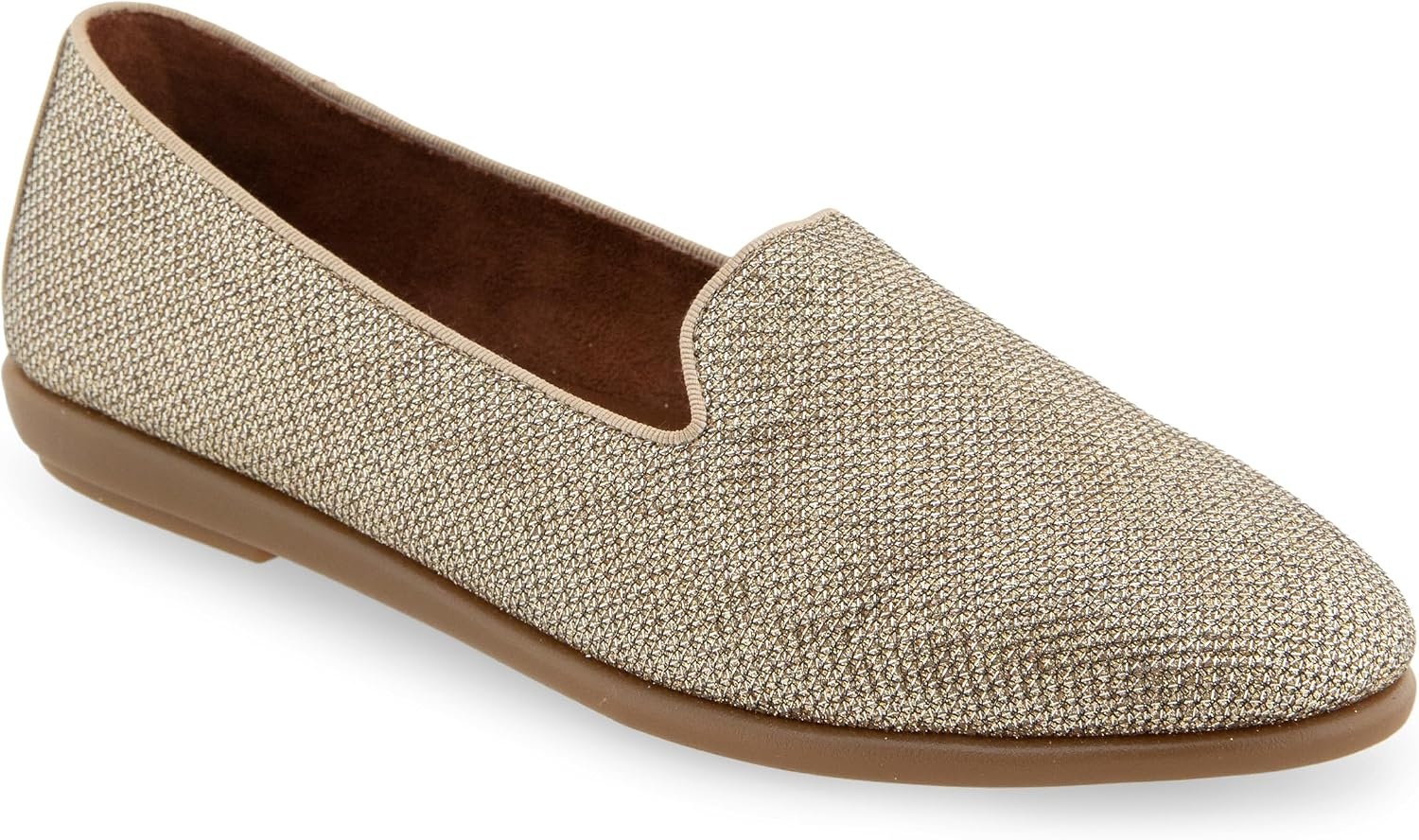 Aerosoles Women’s Betunia Slip-On Loafer with Memory Foam Footbed(Soft Gold Fabric)