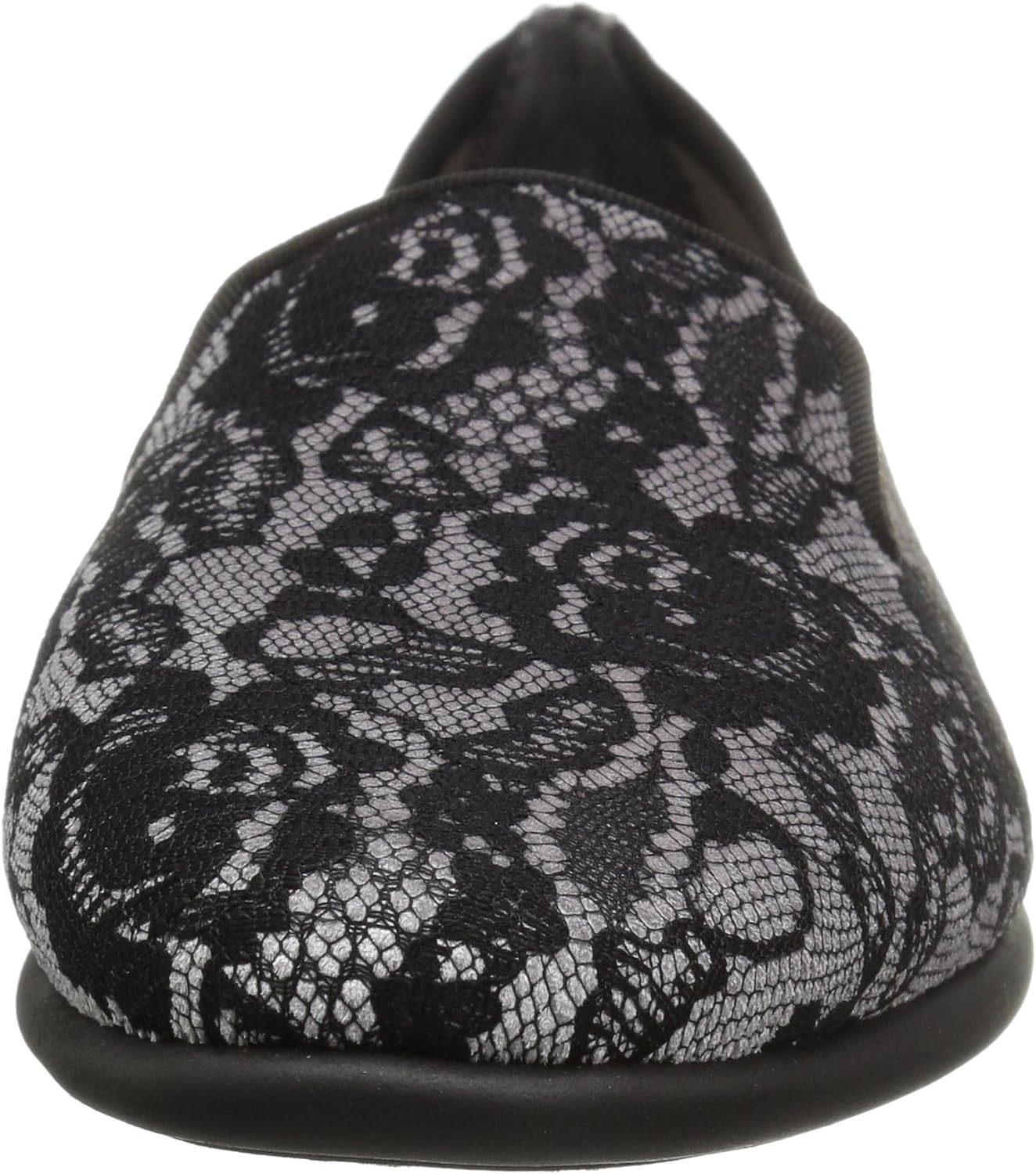 Aerosoles Women’s Betunia Slip-On Loafer with Memory Foam Footbed(Black/Grey Lace)