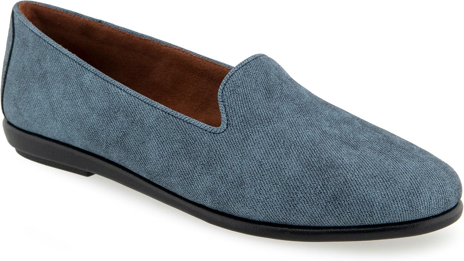 Aerosoles Women’s Betunia Slip-On Loafer with Memory Foam Footbed(Blue Jean Textured Faux Leather)