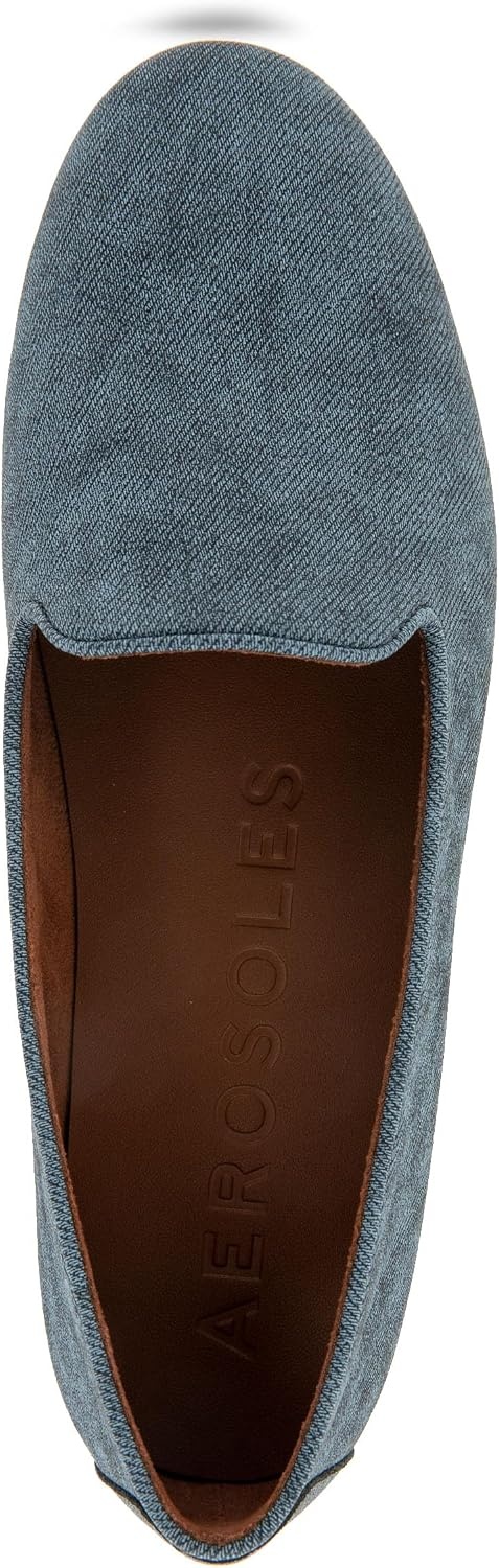 Aerosoles Women’s Betunia Slip-On Loafer with Memory Foam Footbed(Blue Jean Textured Faux Leather)