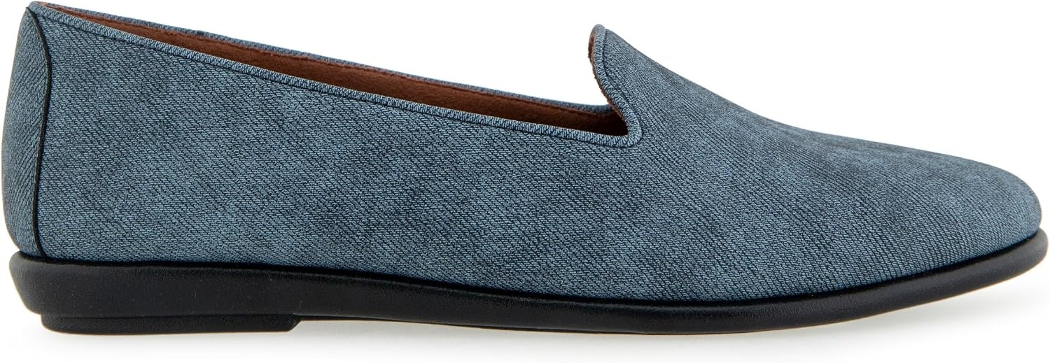Aerosoles Women’s Betunia Slip-On Loafer with Memory Foam Footbed(Blue Jean Textured Faux Leather)