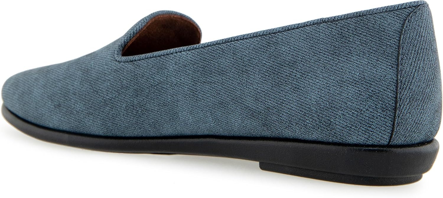 Aerosoles Women’s Betunia Slip-On Loafer with Memory Foam Footbed(Blue Jean Textured Faux Leather)