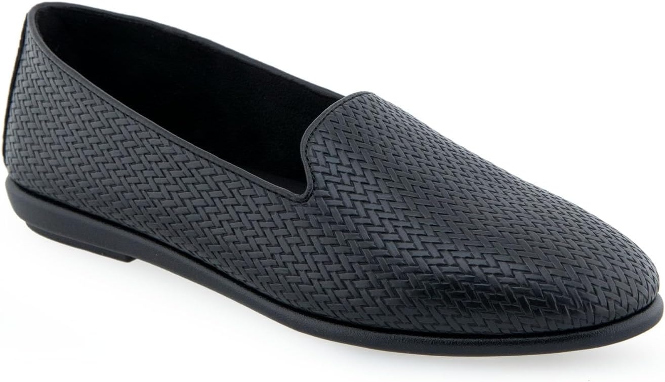 Aerosoles Women’s Betunia Slip-On Loafer with Memory Foam Footbed(Black Woven)