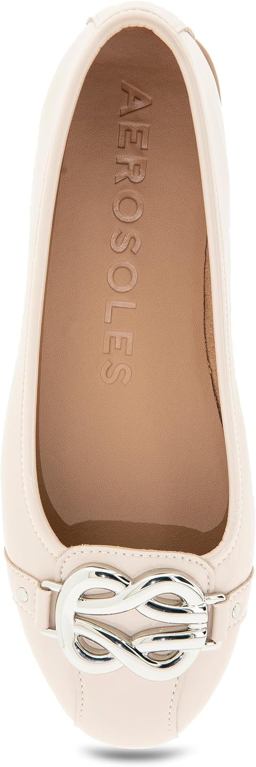 Aerosoles Women’s Big Bet Flats(Stone Crinkle Patent Pu)