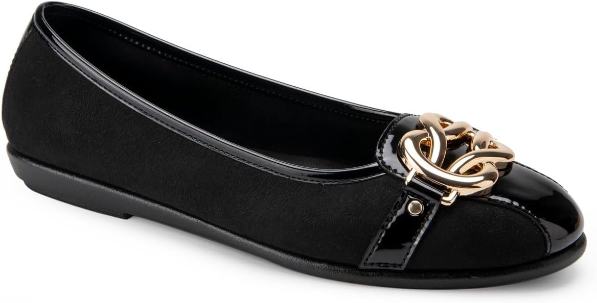 Aerosoles Women’s Big Bet Flats(Black Faux Suede)