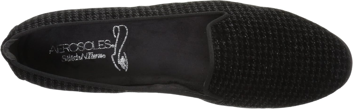 Aerosoles Women’s Betunia Slip-On Loafer with Memory Foam Footbed(Black Houndstooth)