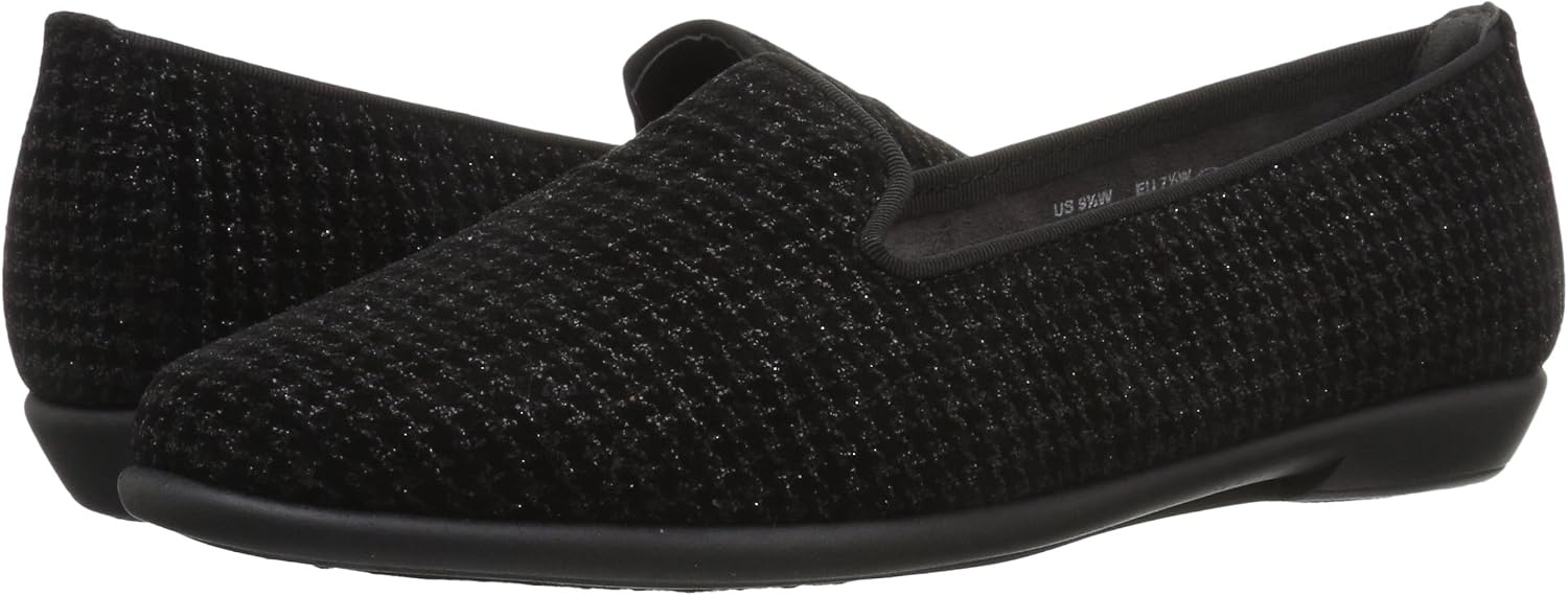 Aerosoles Women’s Betunia Slip-On Loafer with Memory Foam Footbed(Black Houndstooth)