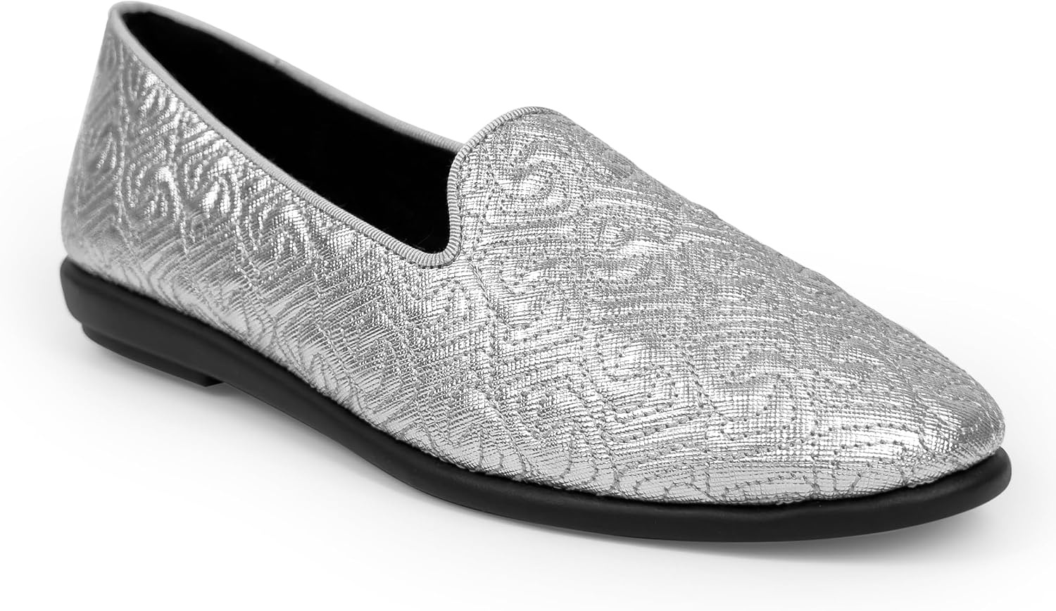 Aerosoles Women’s Betunia Slip-On Loafer with Memory Foam Footbed(Silver Saffiano Patent Faux Leather)