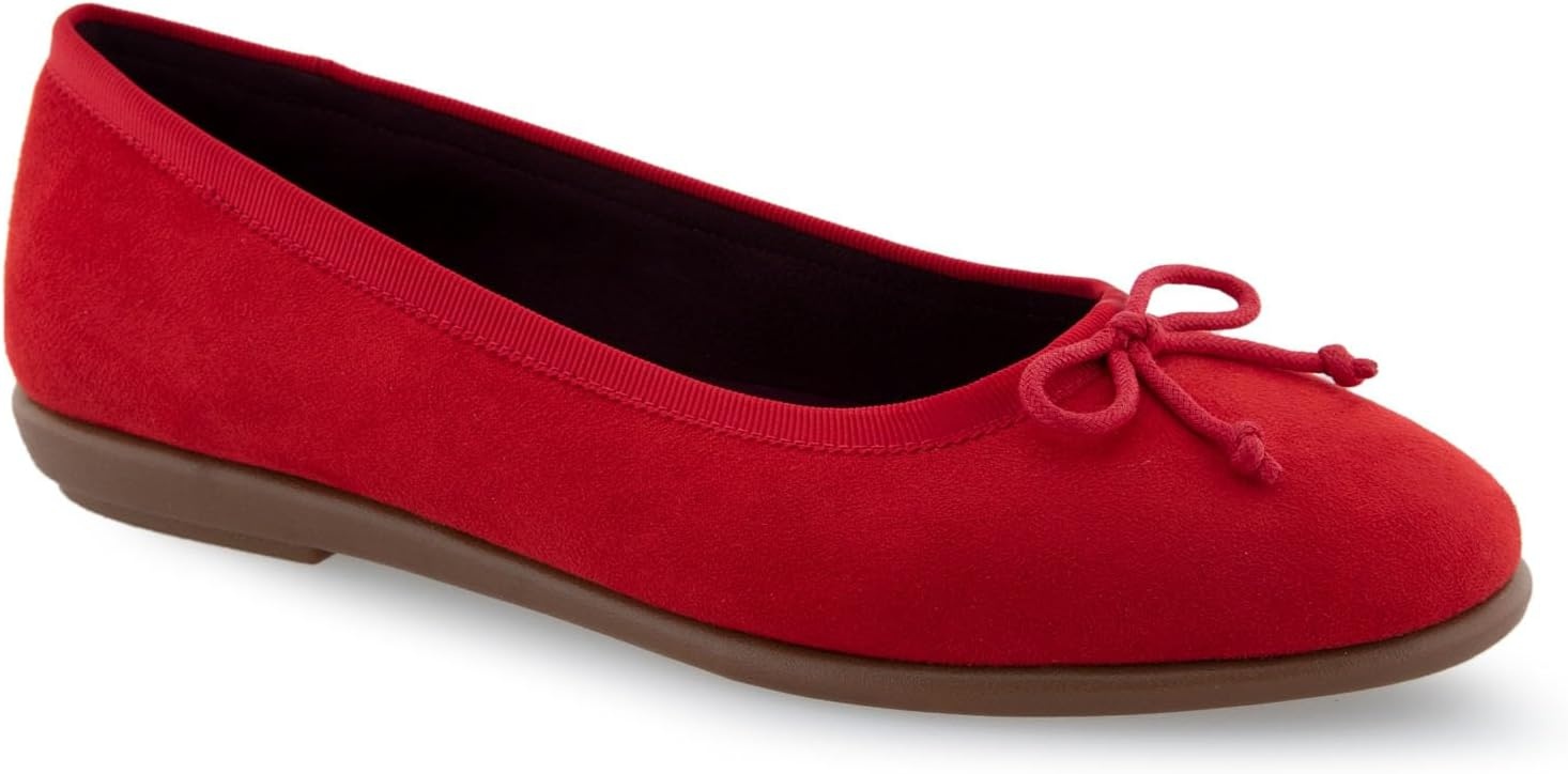 Aerosoles Women’s Homebet Flats(Racing Red Faux Suede)