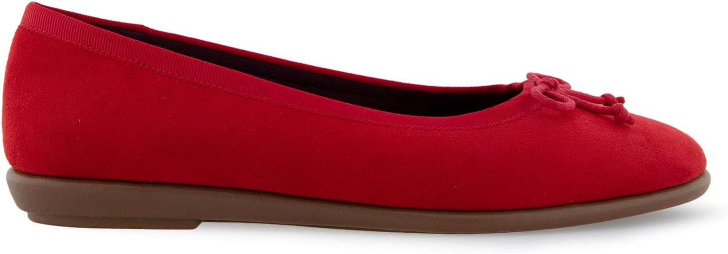 Aerosoles Women’s Homebet Flats(Racing Red Faux Suede)