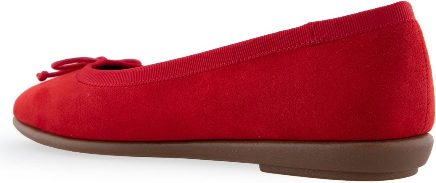 Aerosoles Women’s Homebet Flats(Racing Red Faux Suede)