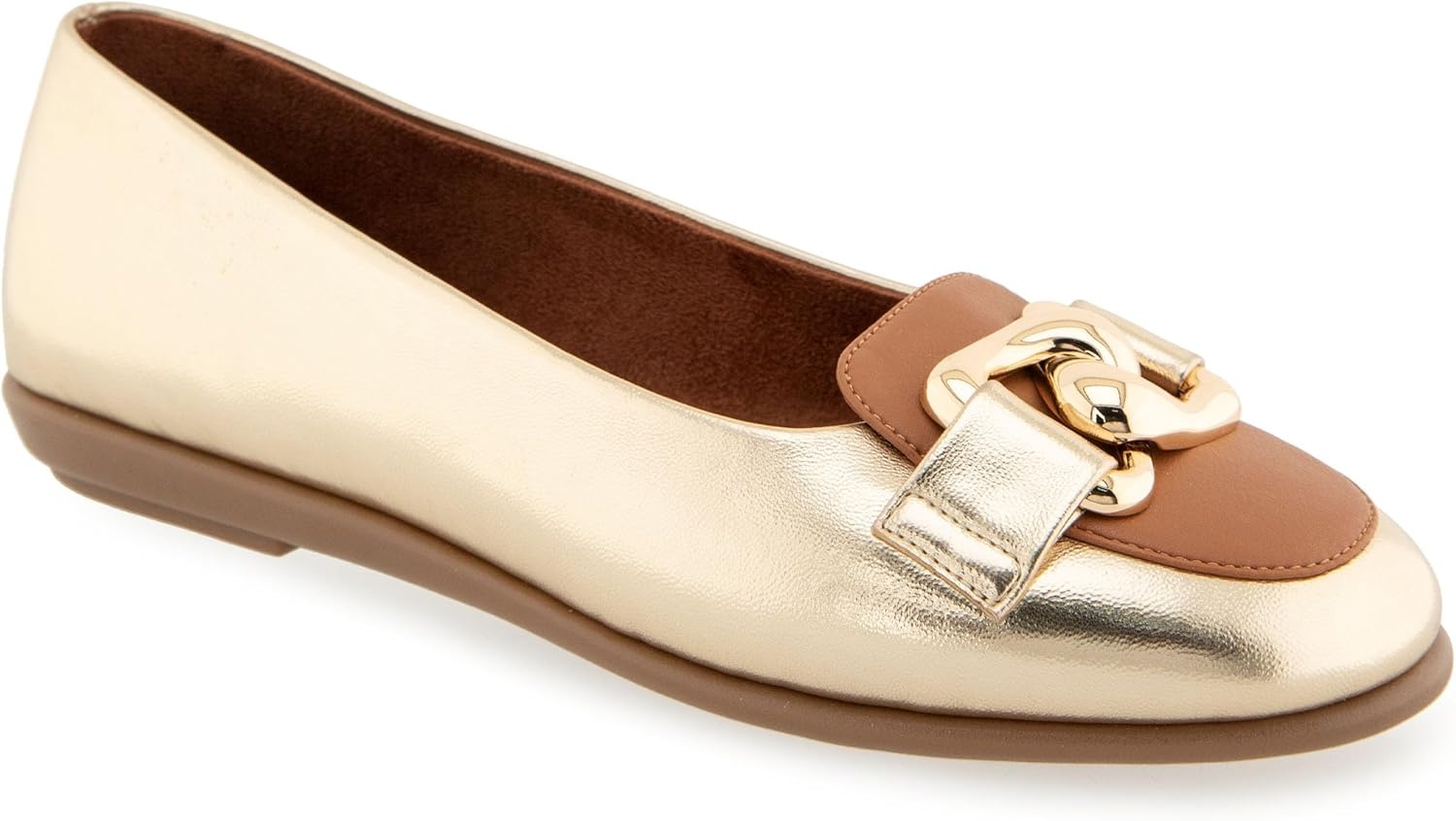Aerosoles Women’s Bell(Gold/Tan Faux Leather)