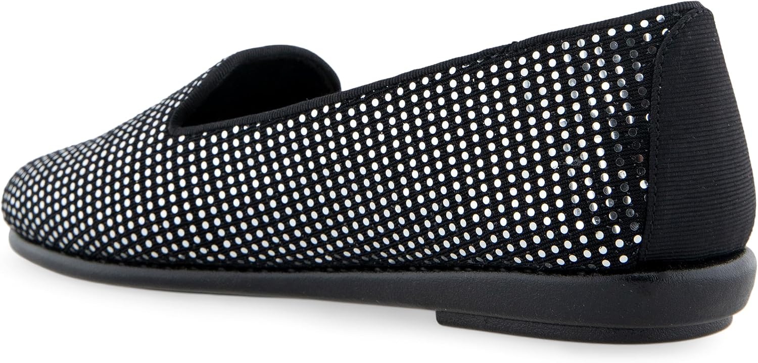 Aerosoles Women’s Betunia Slip-On Loafer with Memory Foam Footbed(Silver/Black)