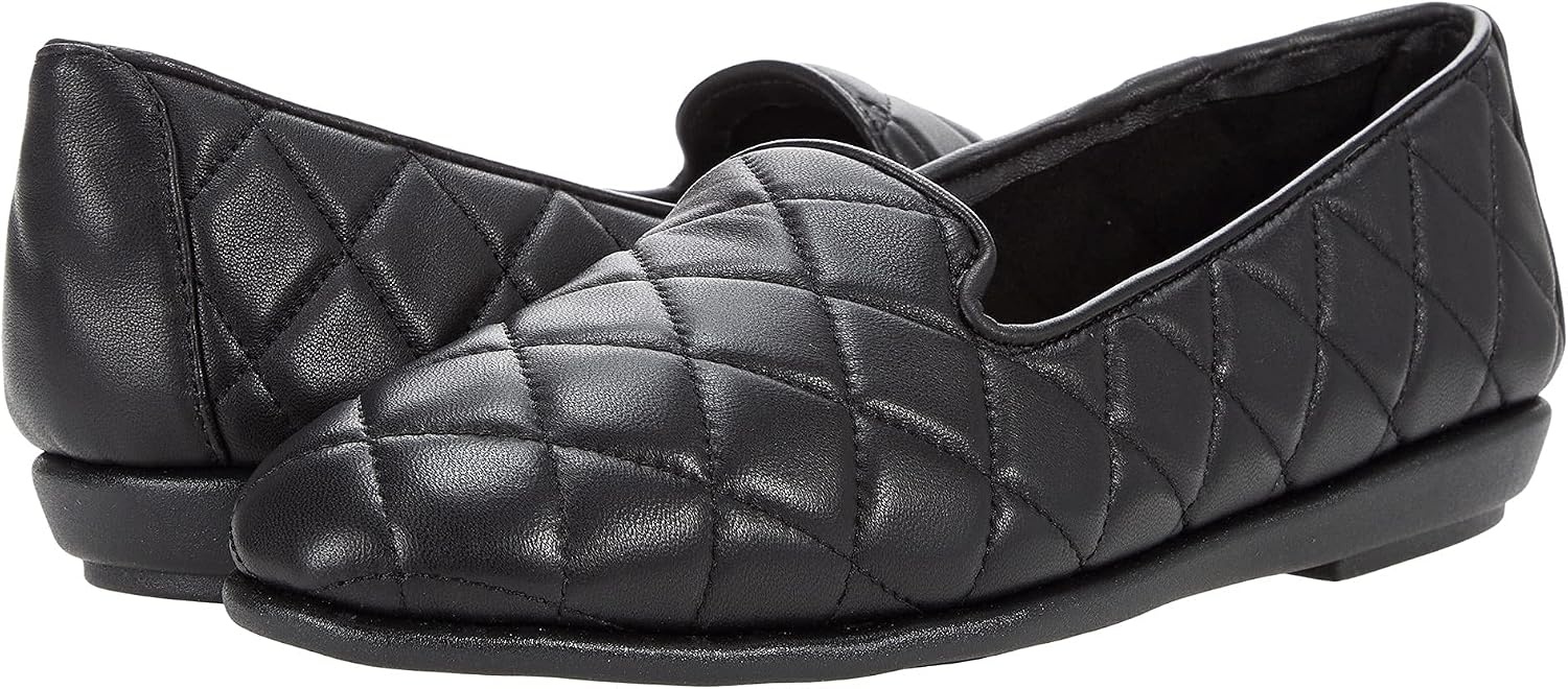 Aerosoles Women’s Betunia Slip-On Loafer with Memory Foam Footbed(Black Quilted)