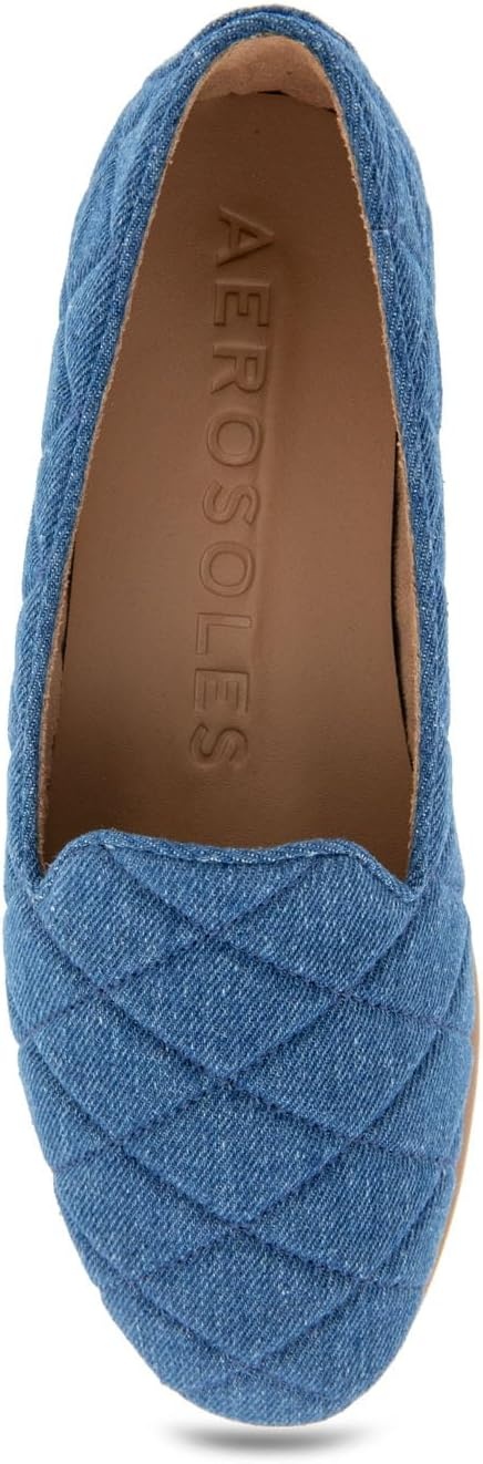 Aerosoles Women’s Betunia Slip-On Loafer with Memory Foam Footbed(Med Blue Quilted Denim)