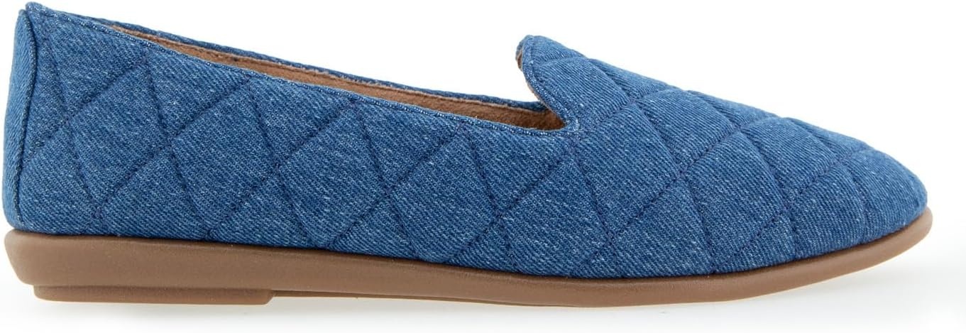 Aerosoles Women’s Betunia Slip-On Loafer with Memory Foam Footbed(Med Blue Quilted Denim)