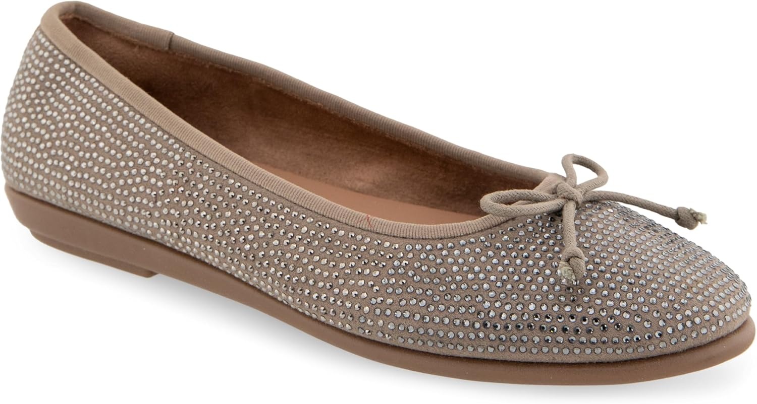Aerosoles Women’s Homebet Flats(Trench Coat Faux Suede With Crystals)