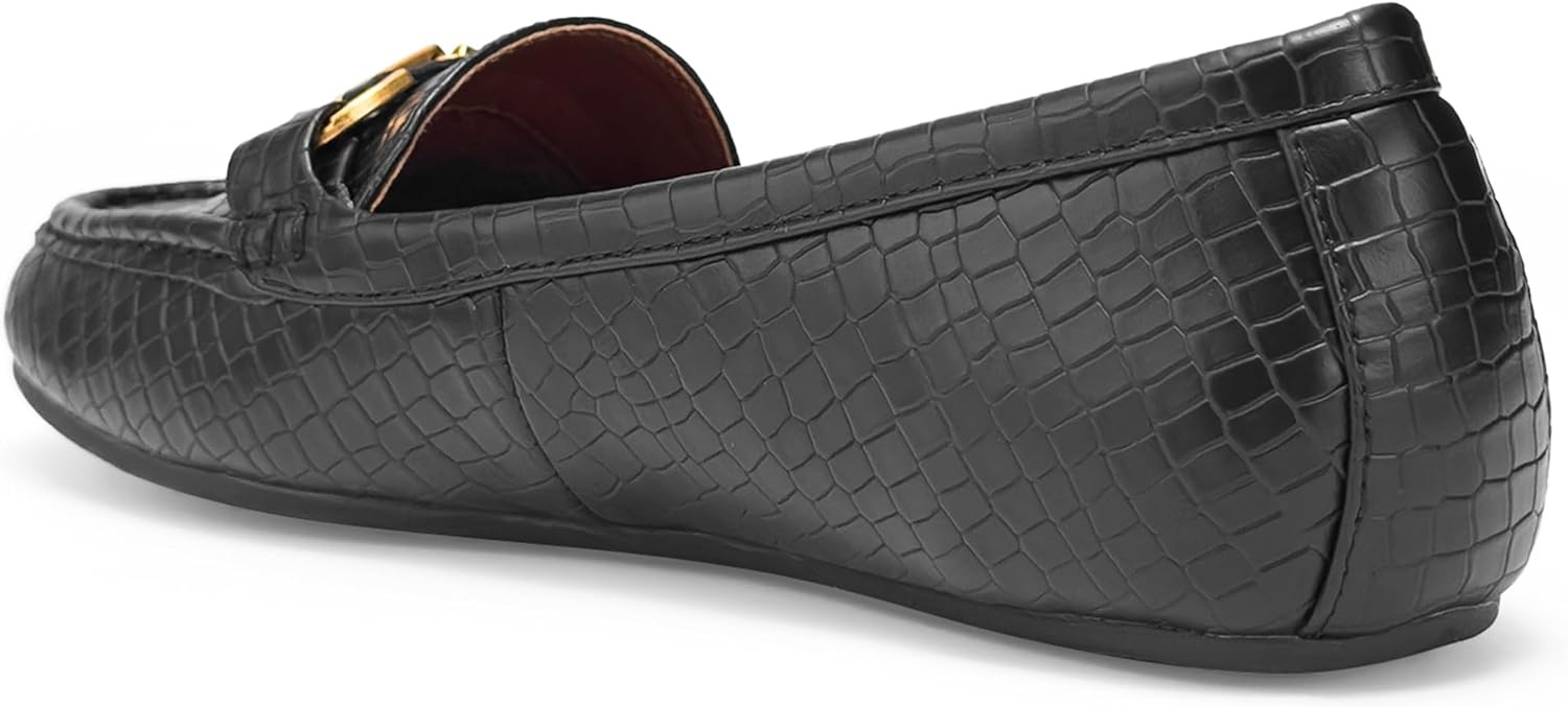 Aerosoles Women’s Day Drive(Black Mini Embossed Croc Faux Leather)