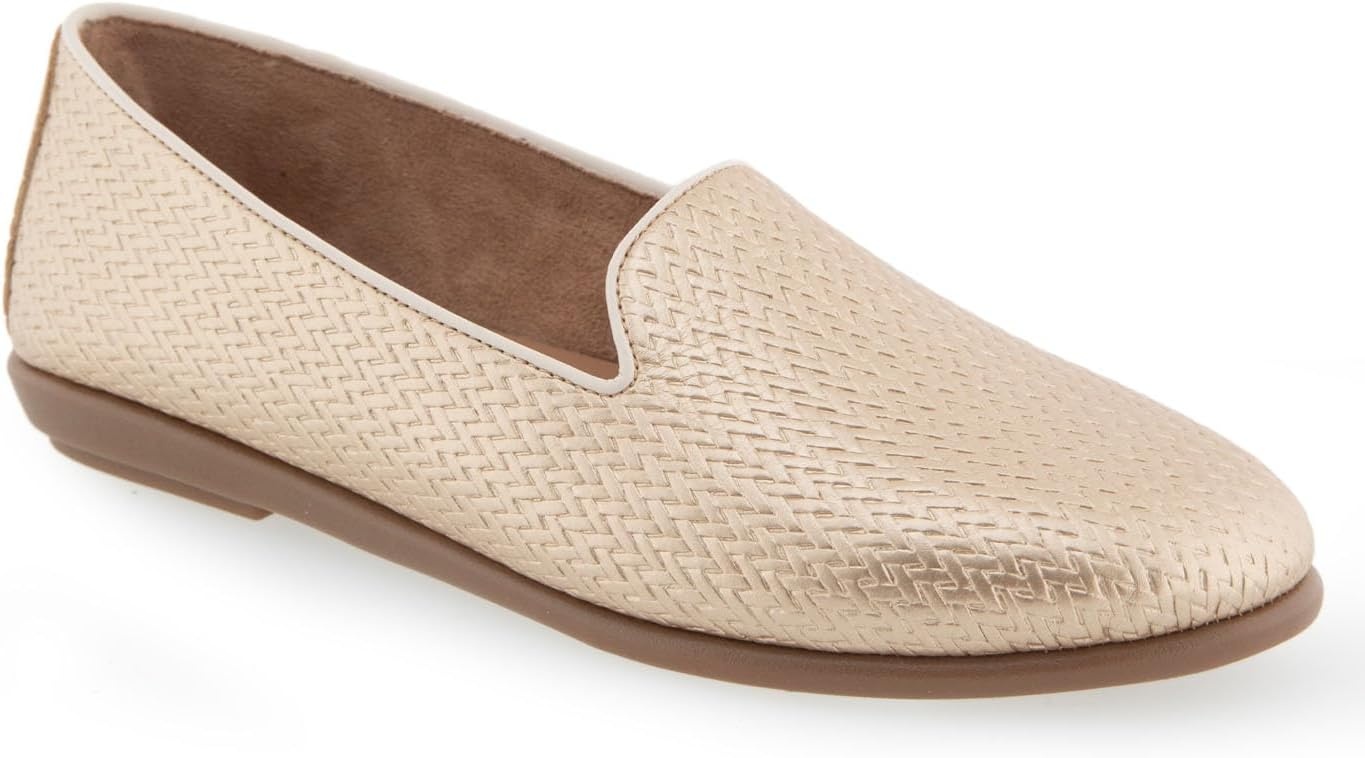 Aerosoles Women’s Betunia Slip-On Loafer with Memory Foam Footbed(Soft Gold Pu)