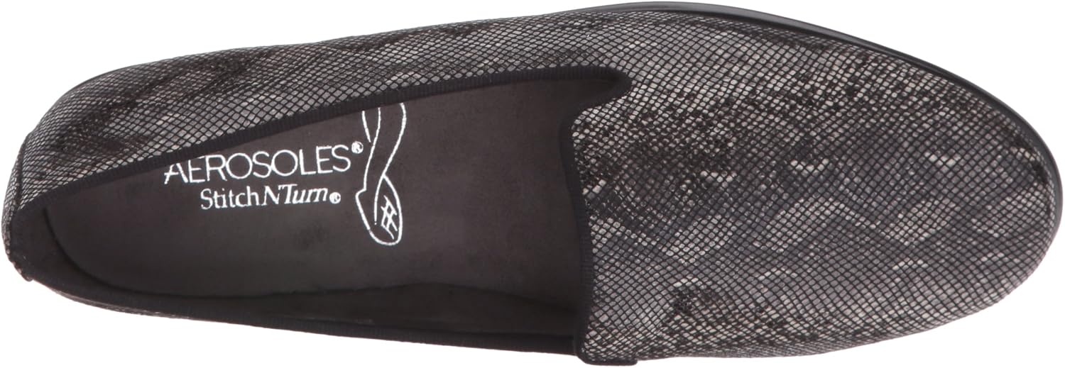 Aerosoles Women’s Betunia Slip-On Loafer with Memory Foam Footbed(Black Snake)