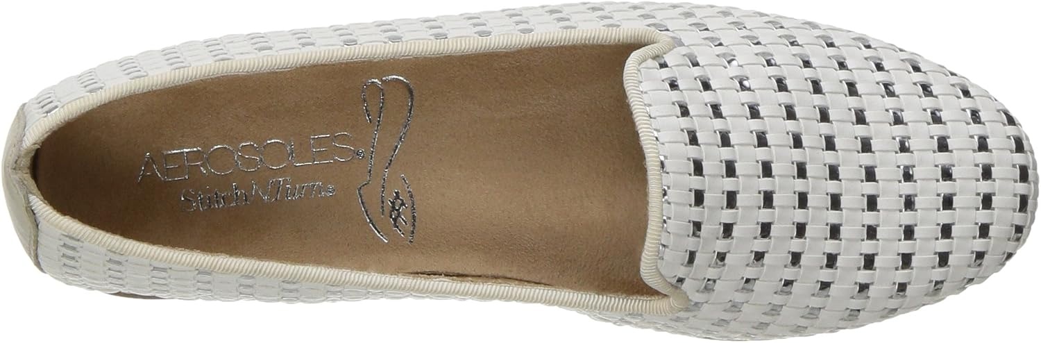 Aerosoles Women’s Betunia Slip-On Loafer with Memory Foam Footbed(White)